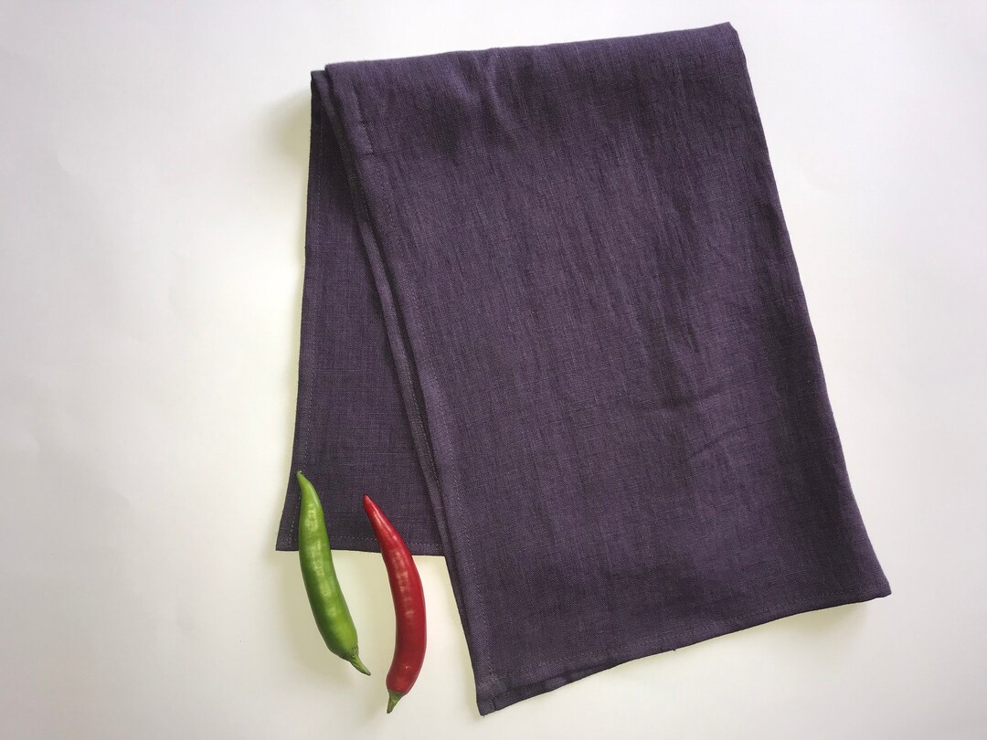Dark Purple Kitchen Towels. Deep Purple Linen Dish Towels. Medium