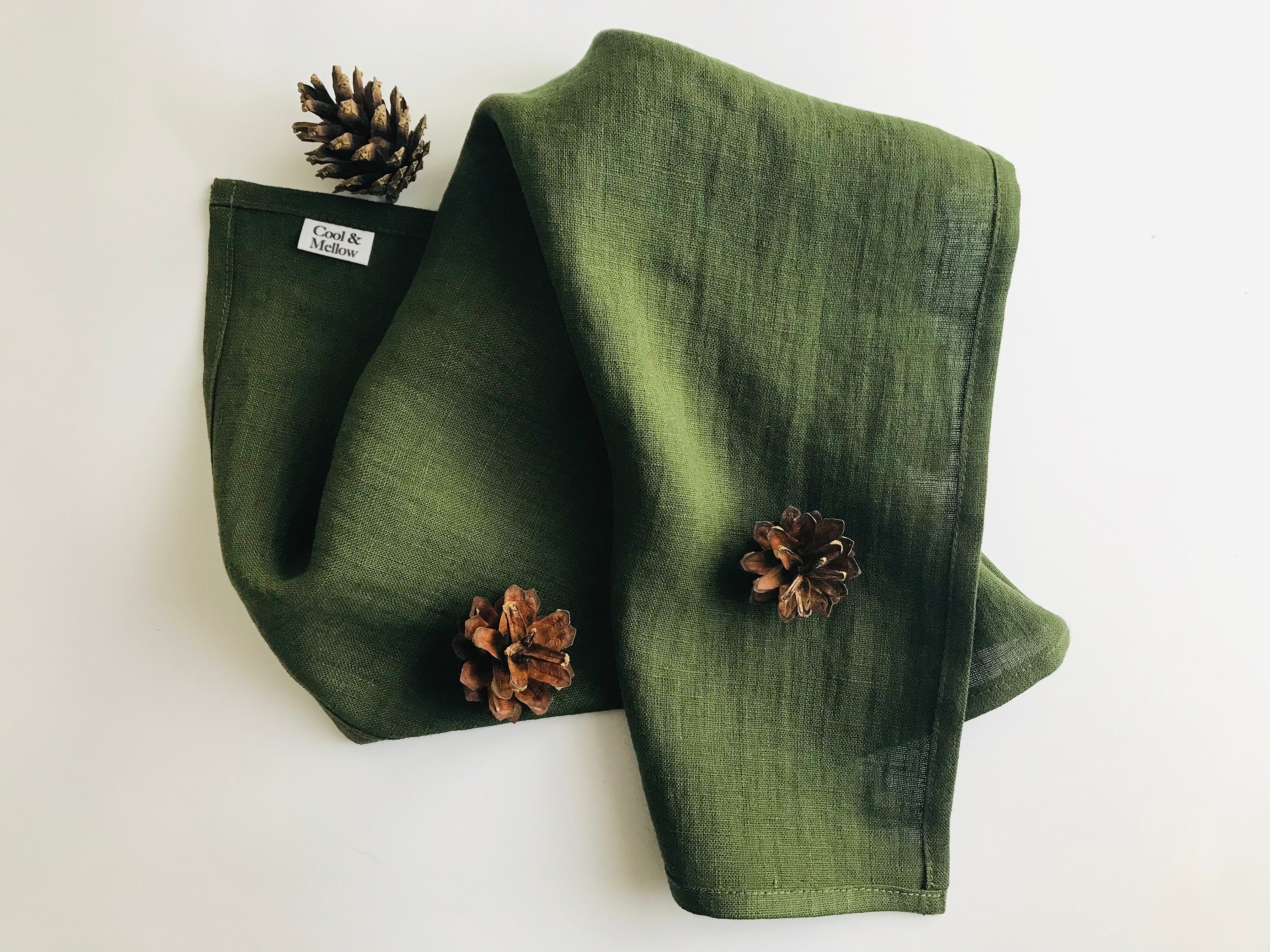 Dark Green Linen Napkins Set of 2 4 6 8 10 12. Green Cloth Etsy UK