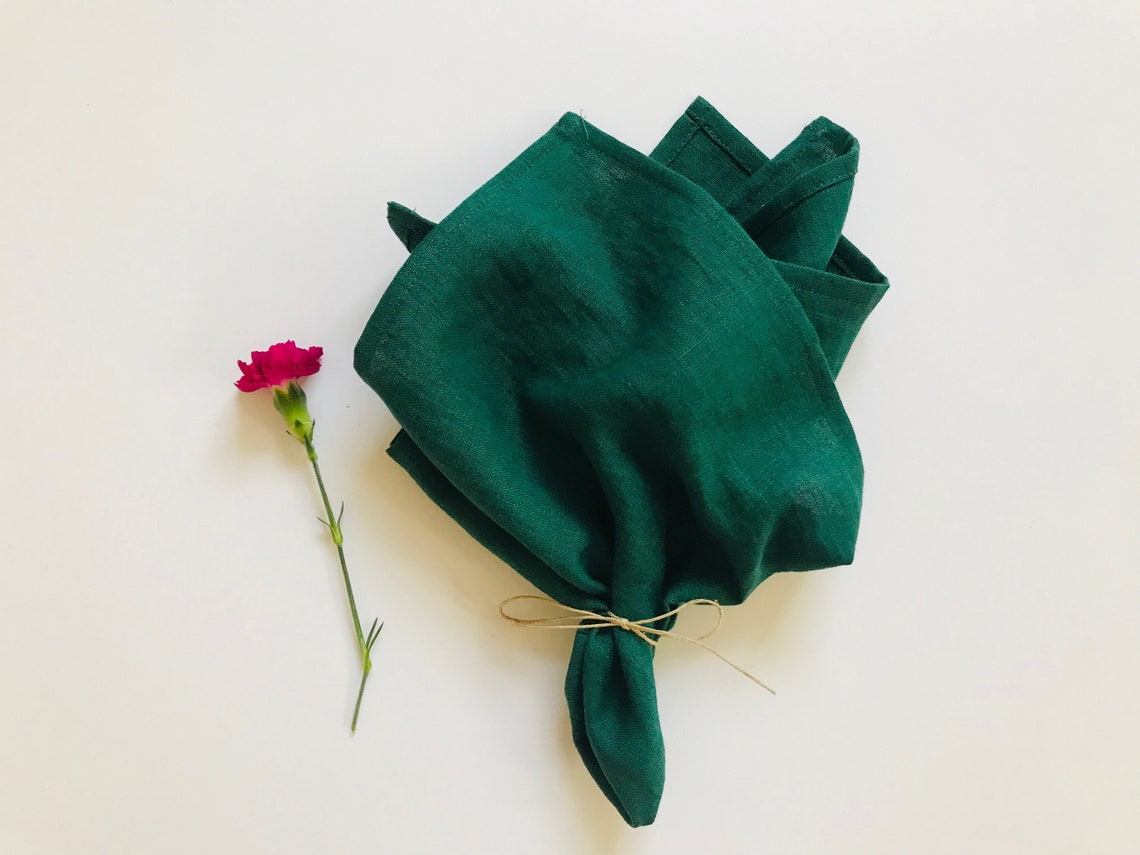 Dark green cloth napkins set of 2 4 6 8 10 12. Green linen Etsy