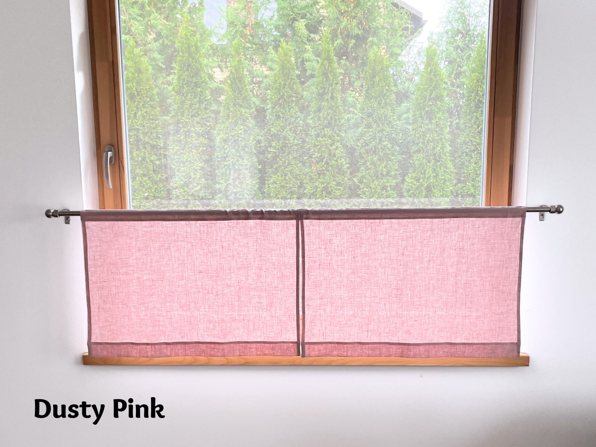 SCHOAL Tenda a pannello in voile, con passanti, per cucina, trasparente, trasparente, tinta unita, 1 pezzo, altezza 45 x 90 cm