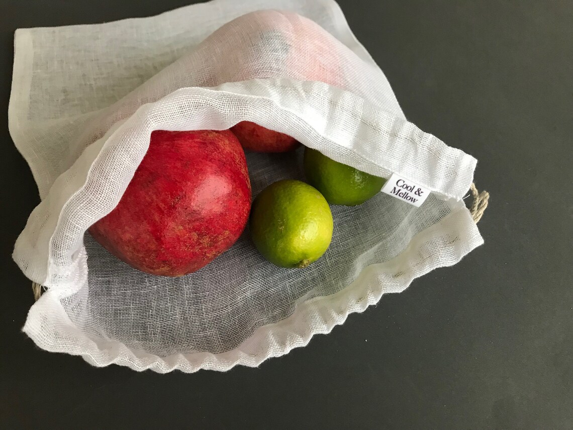 100 Linen Mesh Produce Bags Set. Zero Waste Produce Bags. Etsy