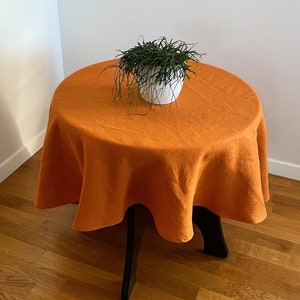 Orange Round Linen Tablecloth for Thanksgiving or Fall. Orange Round Tablecloth. Orange Square Tablecloth. Thanksgiving Tablecloth.