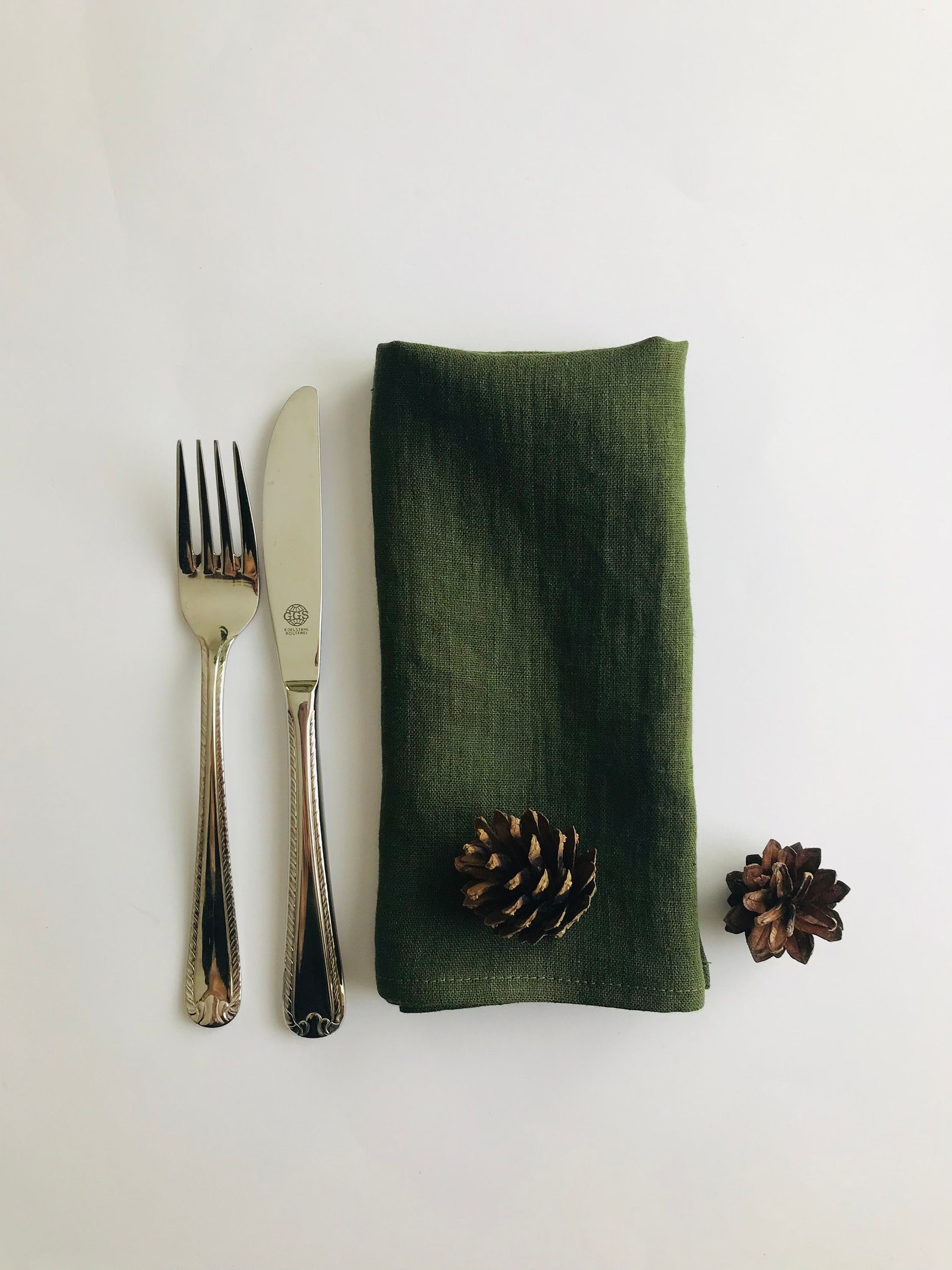Dark Green Linen Napkins Set of 2 4 6 8 10 12. Green Cloth Napkins 16