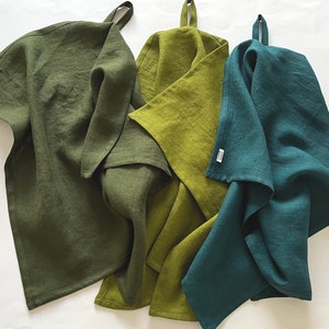 Eco-friendly Green kitchen towels. Linen tea towels. Linen dish towels. Light, dark green, forest, moss, mint, teal, pear, khaki, sage green