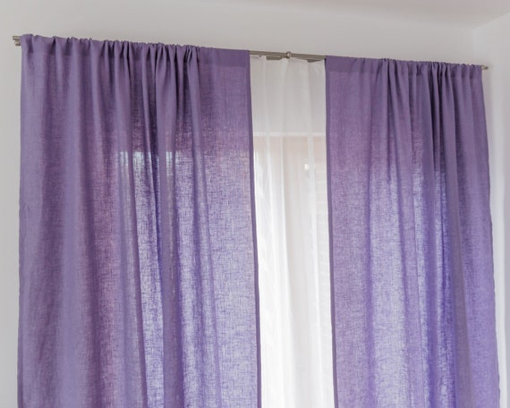 Tende di lino lavanda chiaro. Trattamenti finestra lilla misura  personalizzata 55''/140 cm di larghezza. Decorazione della camera delle  ragazze viola pastello. Tenda della porta viola -  Italia