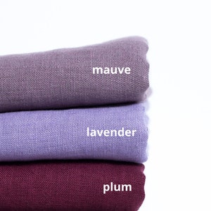 Mauve linen fabric by the yard. Dusty purple fabric by the metre. Lavender linen fabric. Samples. Softened, pre-shrunk. Medium weight linen.