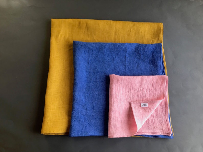 Linen furoshiki cloth. Reusable gift wrap ideas. Many colours available. Plain furoshiki wrapping cloth in small, medium or large sizes. image 2