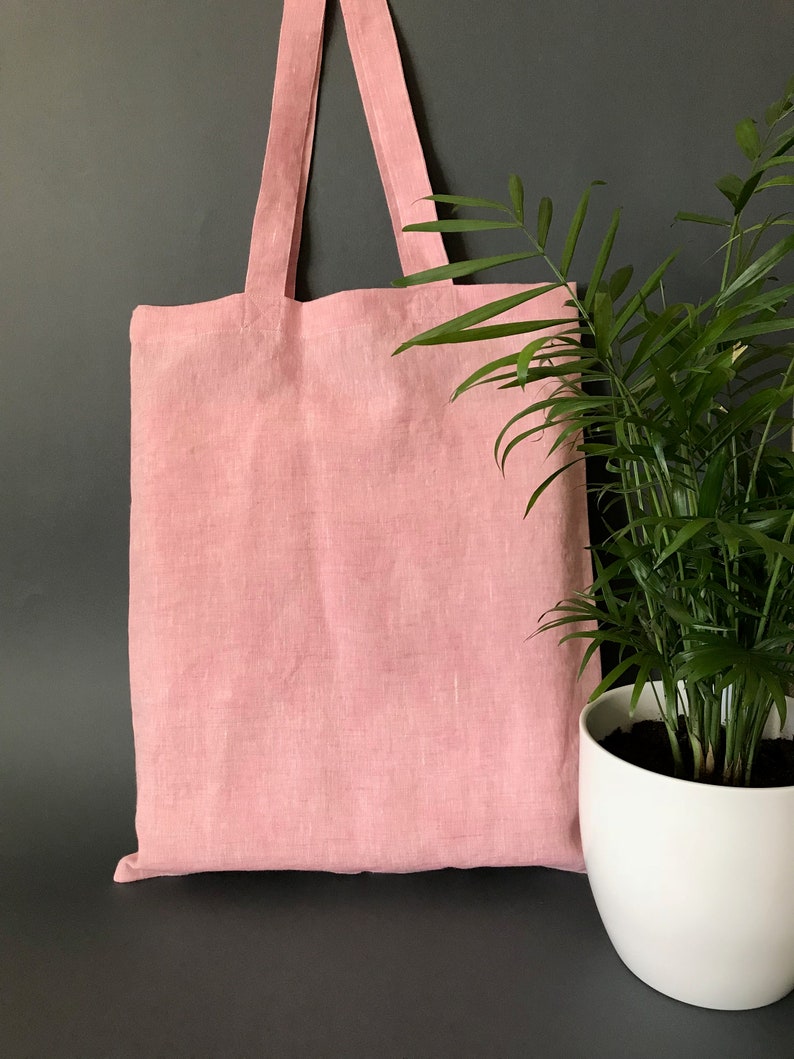 Lightweight Pink Linen Tote Bag Canvas. Linen Tote Bag for Etsy