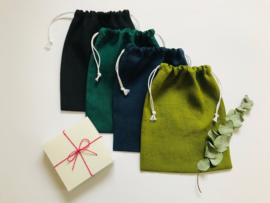Reusable Linen Gift Bags Set of 4. 100 Linen Drawstring Bags. Etsy