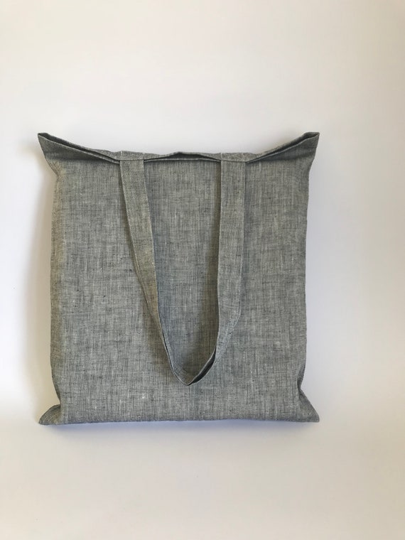 Lightweight grey vegan tote bag. Zero waste canvas bag linen | Etsy
