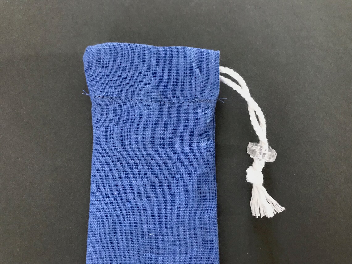 Reusable straw case with stainless steel metal straws. Blue Etsy