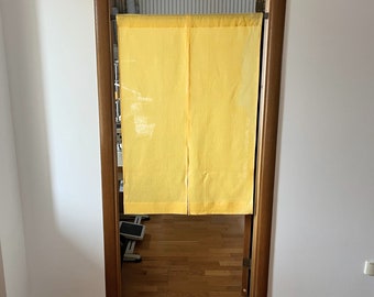Yellow Japanese Noren Curtain. Linen Door Curtain. Yellow Doorway Curtain. Custom Size. Various colours. Linen Noren panels.