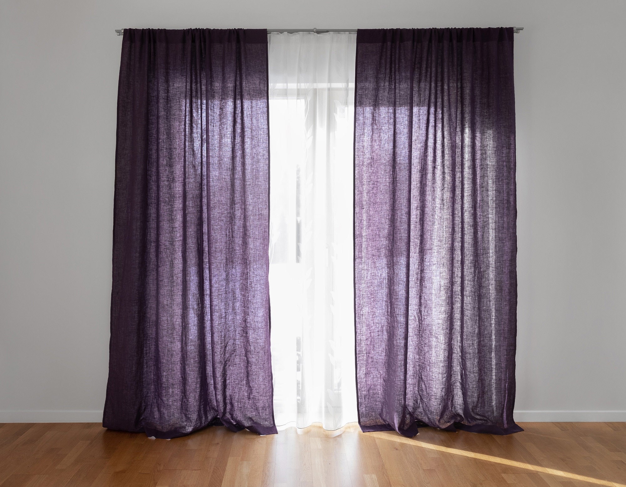 Dark Purple Linen Curtains 55