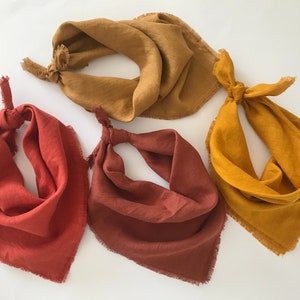 100% linen bandana - headband - scarf. Brown shades. Triangle head scarf. Square hair scarf. Unisex neckerchief. Kerchief for men women kids