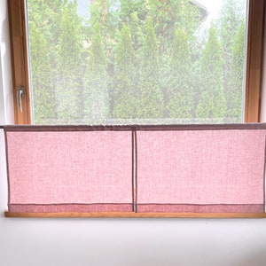 Dusty Pink Cafe Curtains. Linen Cafe Curtains. Short Kitchen Curtains. Light Pink Linen Cafe curtains. Custom Size Small Linen Curtains