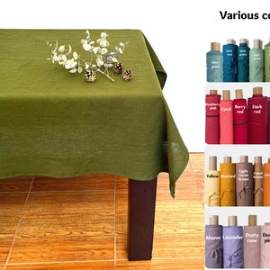 Moosgrüne Tischdecke aus Leinen. Rechteckig Quadrat rund. Extra Lang Groß oder Klein. Esszimmer Dekor. Neues Zuhause Geschenk. Einweihungsgeschenk Idee.