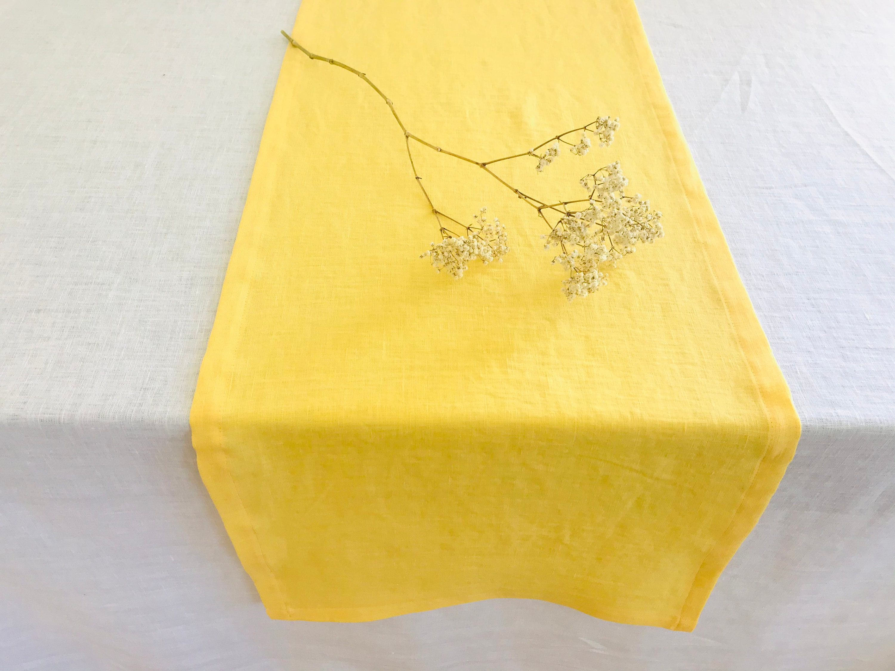 Yellow Table Linens Yellow Linen Table Runner. Custom Size. Various Colours. Linen Table ...