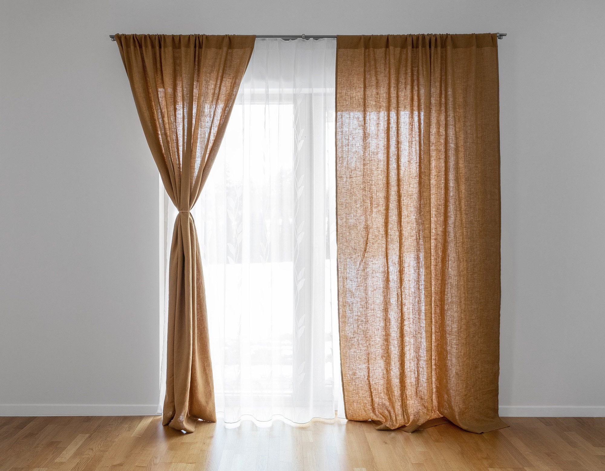 Cortinas de lino de lino con pestaña trasera y bolsillo para barra,  cortinas de interior para sala de estar, dormitorio, habitación de los  niños, 84