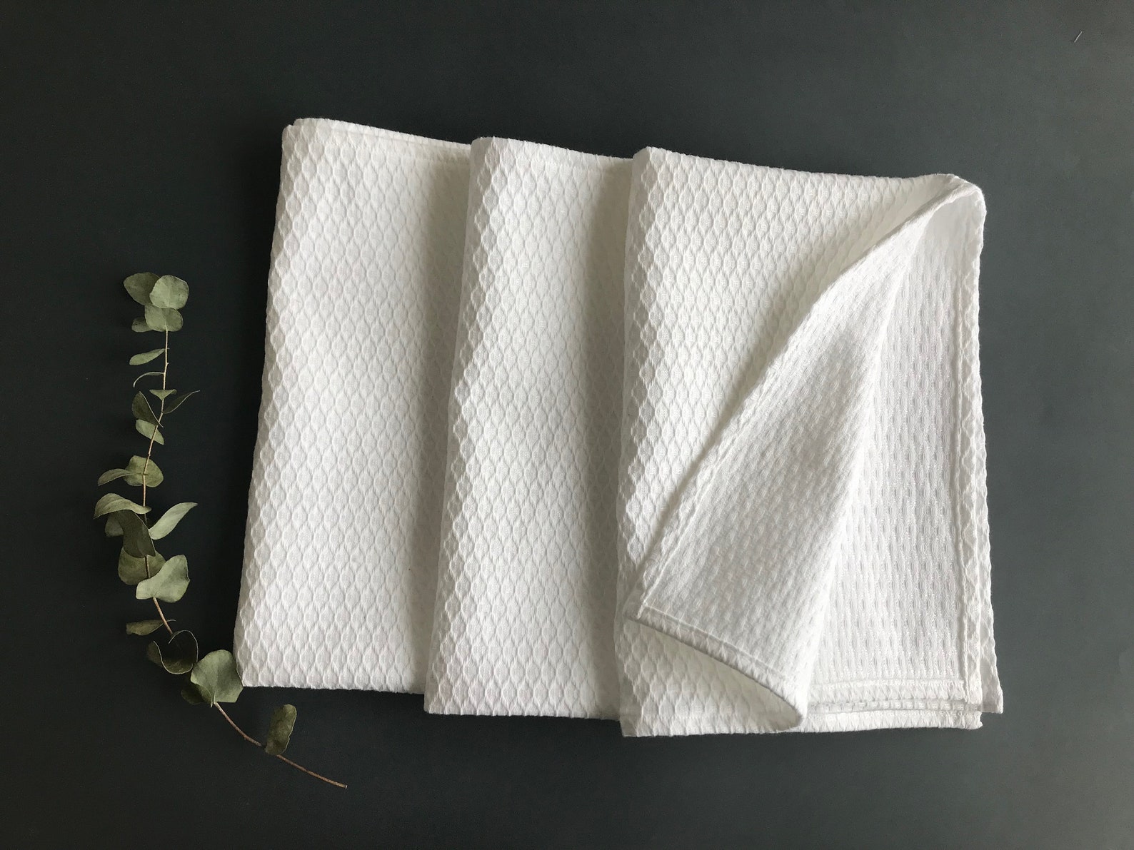 Set of 2 White Kitchen Towels. Organic Natural Cotton Linen - Etsy