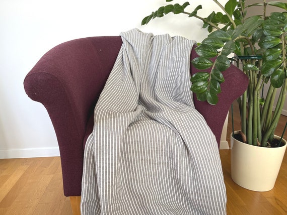 Striped linen throw blanket hotsell