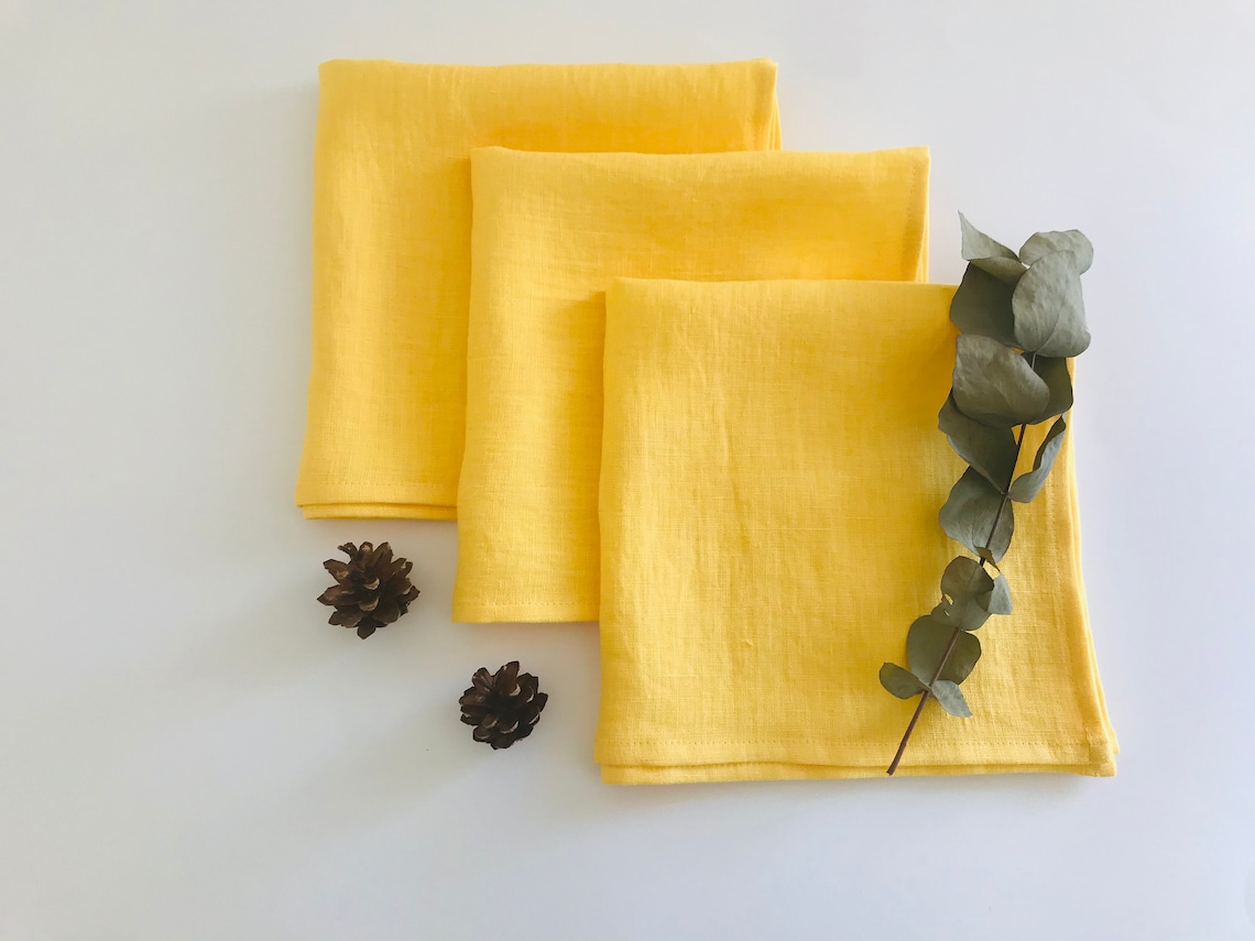 Yellow linen napkins set of 2 4 6 8 10 12. Yellow cloth Etsy