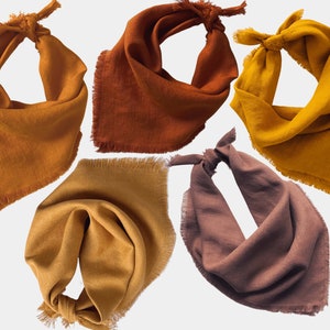 Brown Linen Bandana for Women, Men, Kids, Dogs. Natural Linen Neckerchief. Linen Kerchief. Square Head Scarf. Linen Hair Scarf. Linen Shawl.