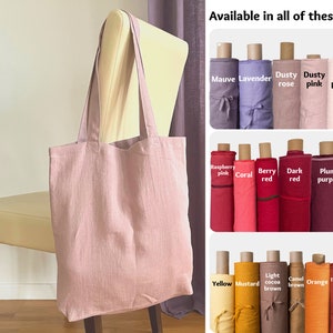 Leichte altrosa Leinen Tasche Canvas. Markttasche für jeden Tag. Faltbare Leinen Einkaufstasche. Natürliche wiederverwendbare Einkaufstasche für Frauen.