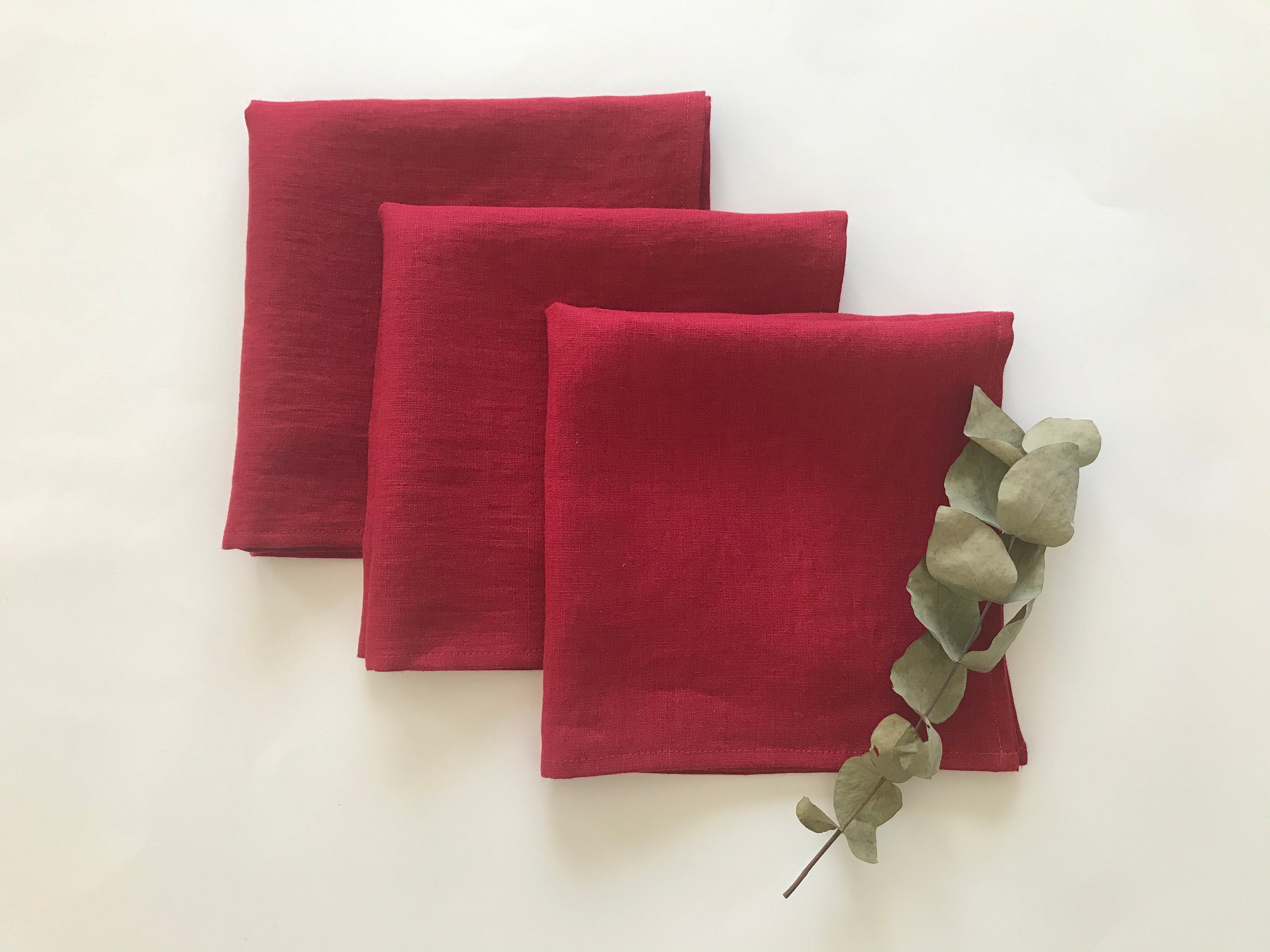 Berry Red Linen Napkins Set of 2 4 6 8 10 12. Dark Red Cloth Etsy