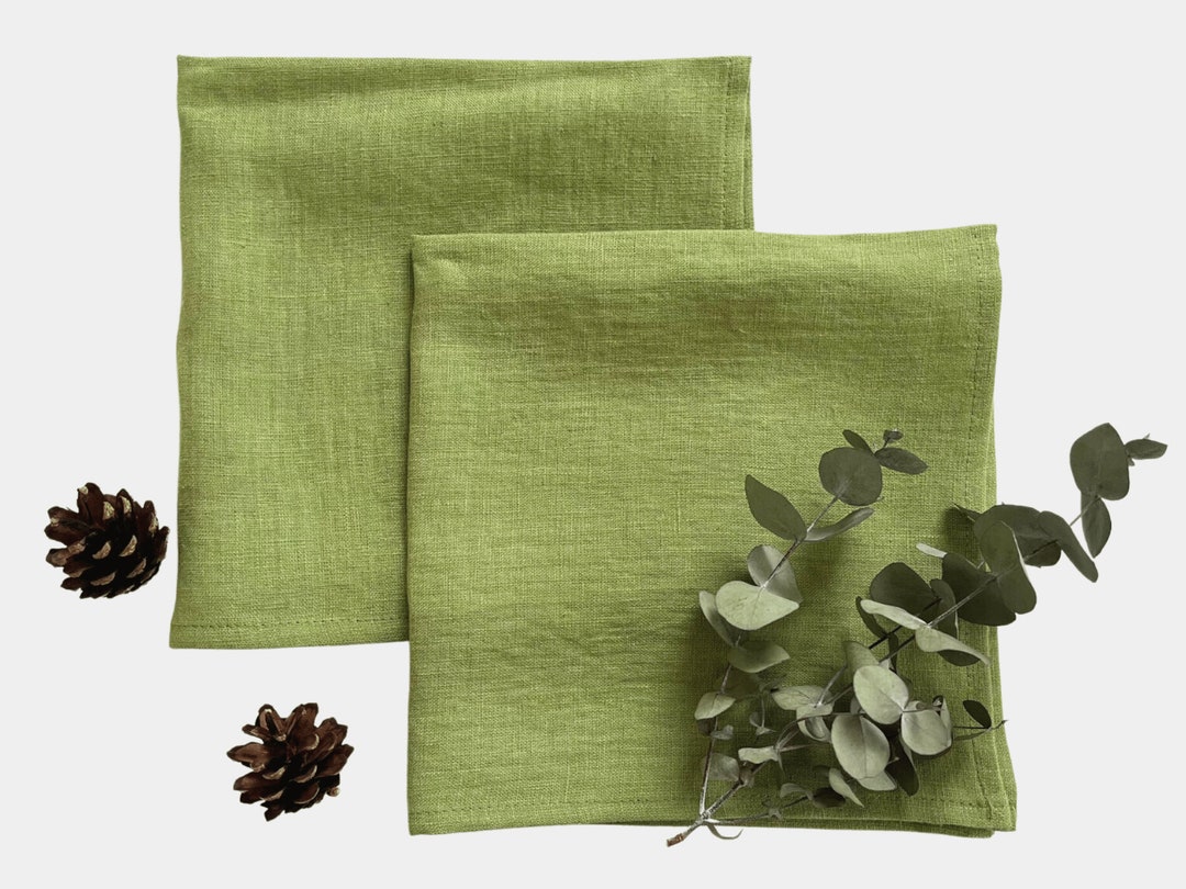 Light Green Cloth Napkins 16 Inch Size. Pear Green Linen Napkins Set of