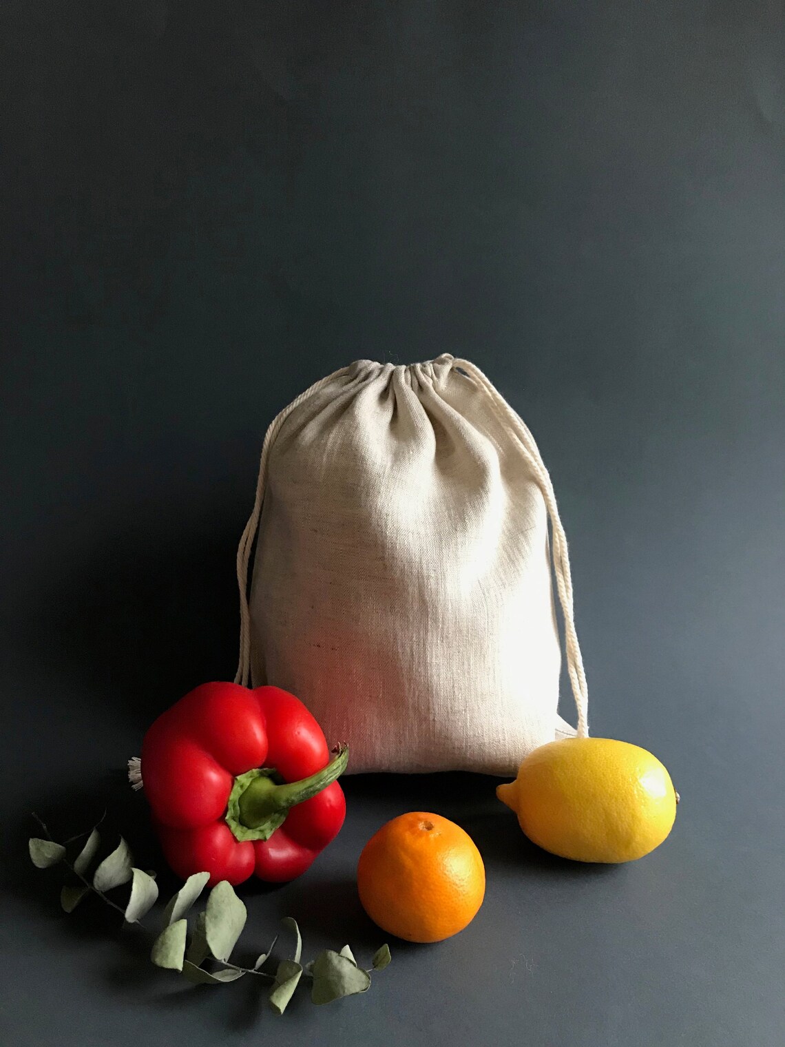 Zero Waste Produce Bags Reusable Natural Linen Drawstring Etsy