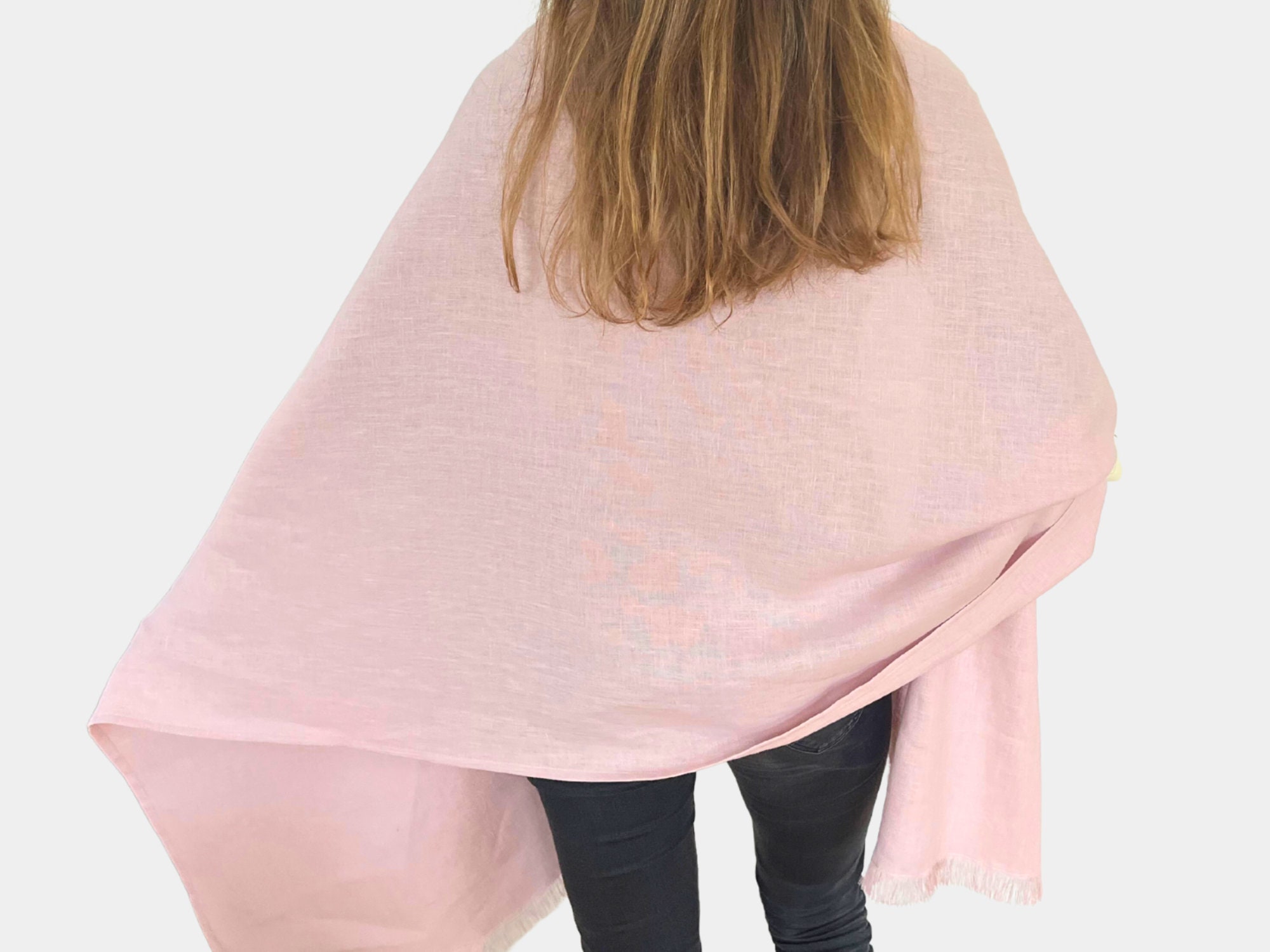 Large Dusty Pink Linen Scarf Women. Summer Shoulder Scarf Wrap. Handmade Linen Square Scarf. Long Linen Shawl. Pink Head Scarf. Hair Scarf