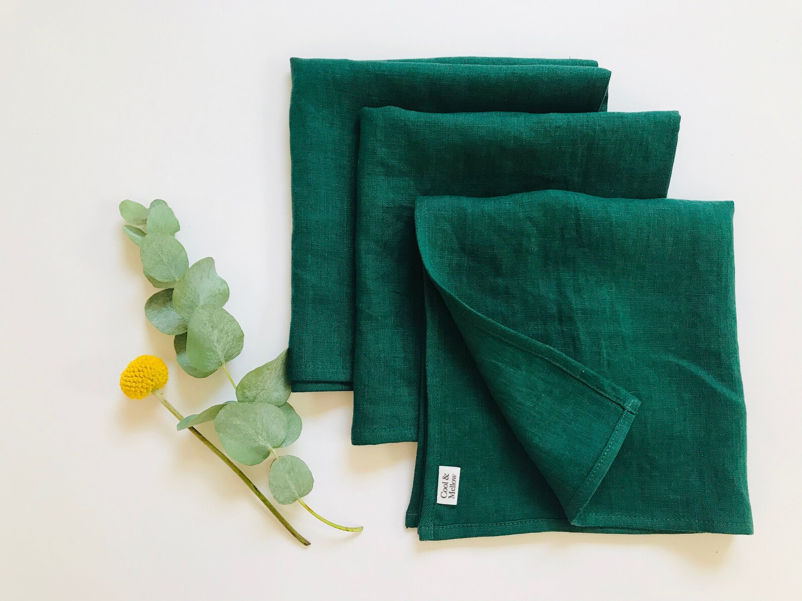 Dark Green Cloth Napkins Set of 2 4 6 8 10 12. Green Linen Etsy