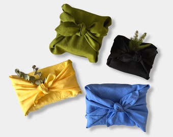 Furoshiki Wrapping Cloth for Christmas, Birthday Gifts. Black, Blue, yellow, Green. Reusable gift wrap. Furoshiki gift wrap. Sustainable.