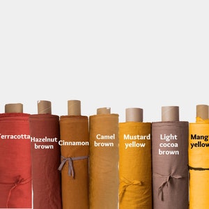 Orange Linen Fabric by the Yard or Meter. Orange fabric pre-washed, softened, medium weight. Linen dress fabric. Linen fabric cut-to-length.