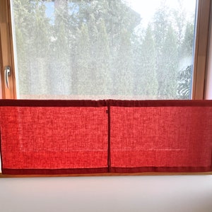 Custom Size Terracotta Linen Cafe Curtains. Short, Small Curtains for Kitchen, Basement, RV Camper. Solid Window Curtains. Kitchen curtains