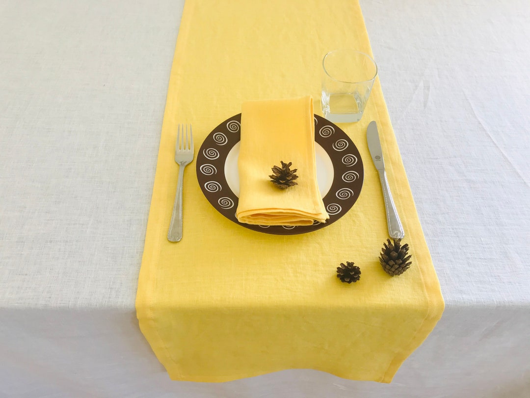 Yellow Linen Table Runner. Custom Size. Various Colours. Linen Etsy