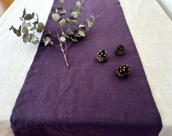 Solid Purple Table Runner. Dark Purple Linen Table Runner. Custom Size Table Runner. Dining Table Centerpiece. Modern, Minimalist, Stylish.