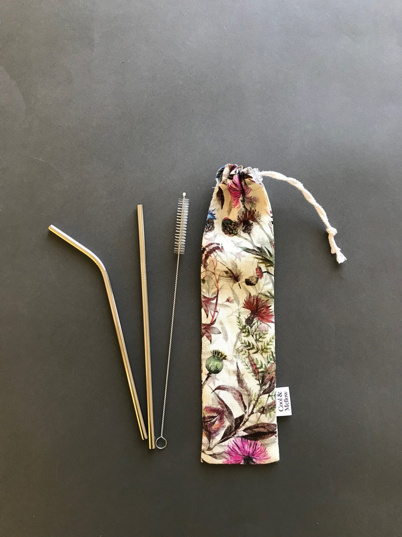 Drawstring straw pouch for reusable straws. Reusable straw Etsy