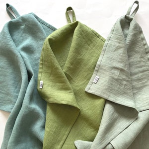 Paños de cocina de lino verde. Paños de cocina de lino. Paños de cocina de lino ecológicos. Claro, oscuro, bosque, musgo, menta, verde azulado, pera, caqui, verde salvia