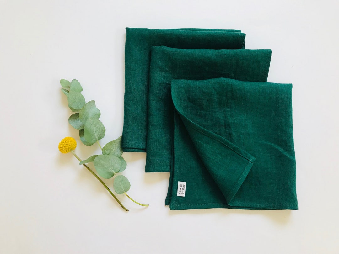 Dark Green Cloth Napkins Set of 2 4 6 8 10 12. Green Linen Napkins 16
