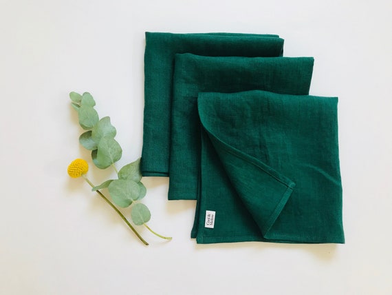 Dark Green Cloth Napkins Set of 2 4 6 8 10 12. Green Linen Napkins