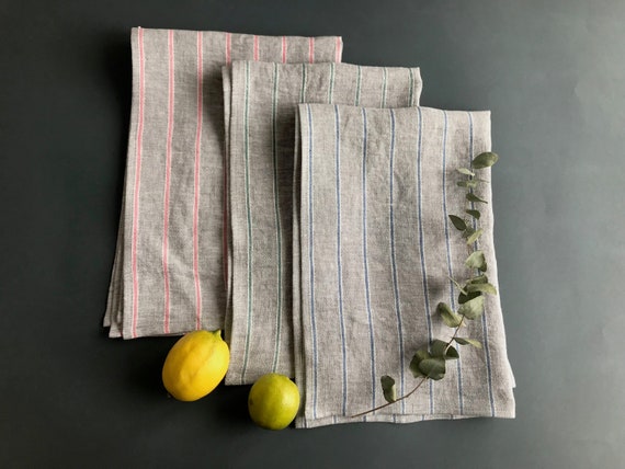 Grey Striped Kitchen Towels Set of 3