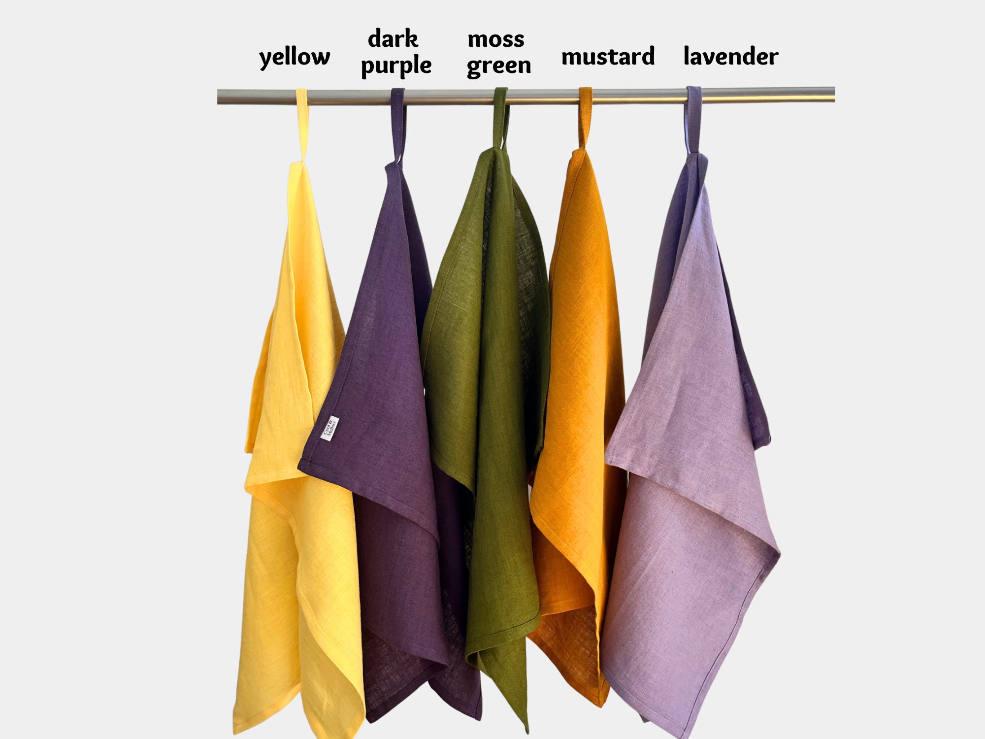 2pcs Linen Tea Towels in Vibrant Colors - Kitchen Linen Towel Gift - F