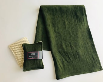 Linen tea towels and reusable kitchen sponge gift set. Eco-friendly mother&#39;s day gift idea. Best friend birthday gift. Zero waste gifts.