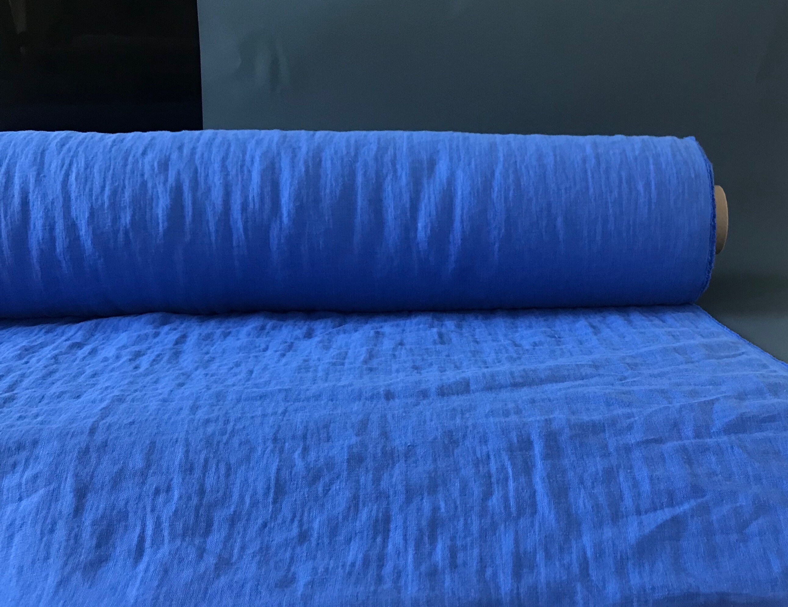 Cornflower blue linen fabric by the metre. Softened linen Etsy