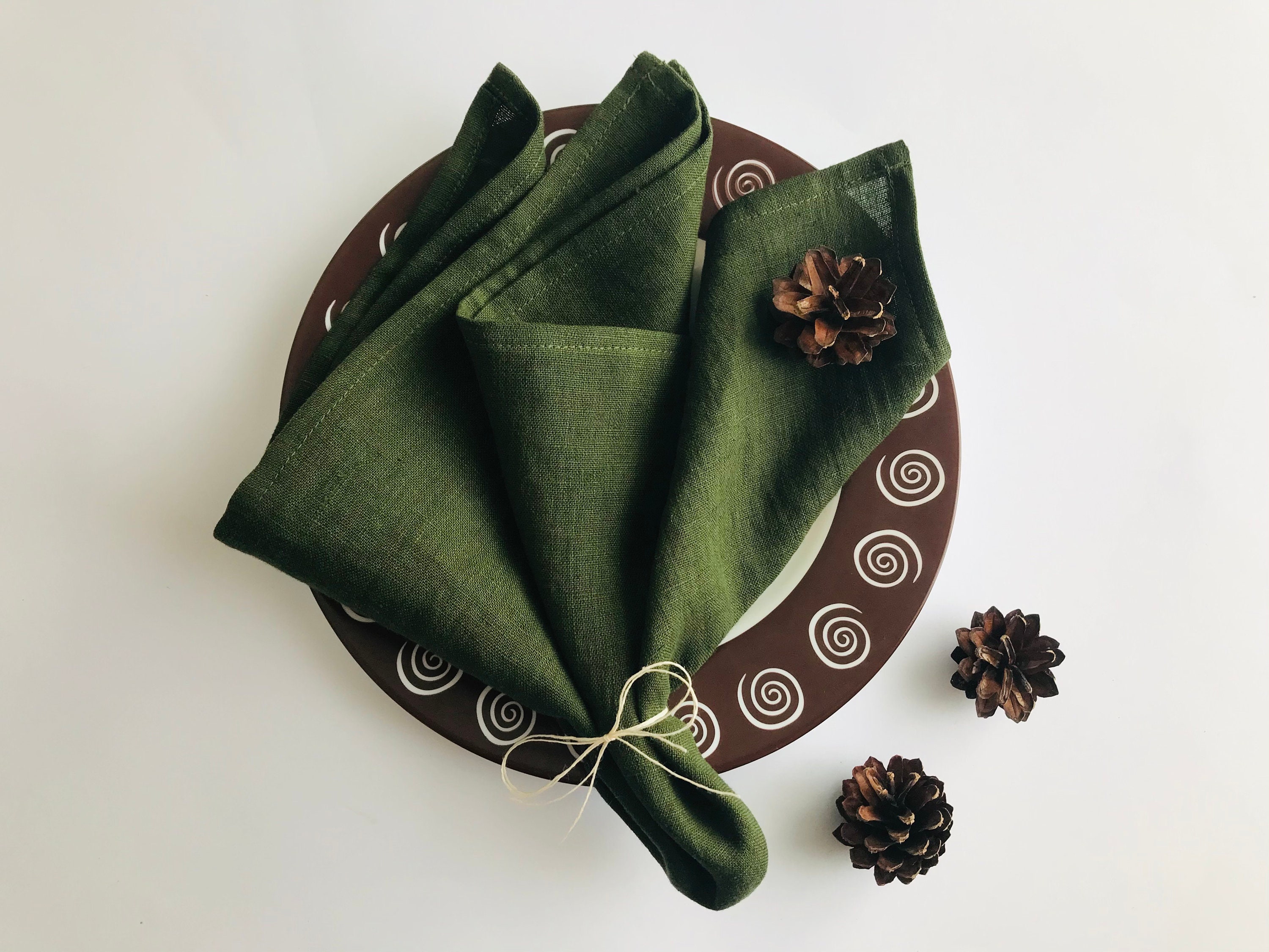 Dark green linen napkins set of 2 4 6 8 10 12. Green cloth Etsy