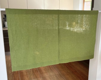 Pear Green Japanese Noren Door Curtain. Linen Noren Curtain. Light Green Doorway Curtain. Custom Size. Various colours. Linen Noren panels