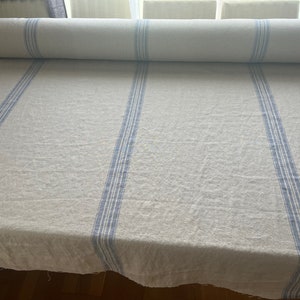 Gestreifter Polster-Leinen Stoff Meterware Weicher dicker französischer Getreidesack Stoff. Schweres Leinengewebe. 148 cm breit