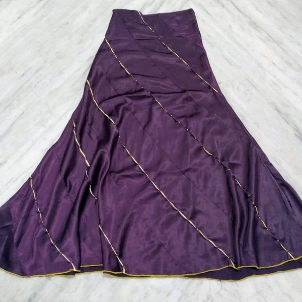 Vintage dark wine ,eggplant shades color broomstick skirt, vintage bohemian satin skirt, vintage hippie gypsy long skirt