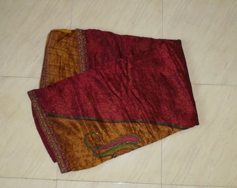 Patch de broderie indienne travail sari en soie d'art vintage/sari de fête pour femmes/sari traditionnel